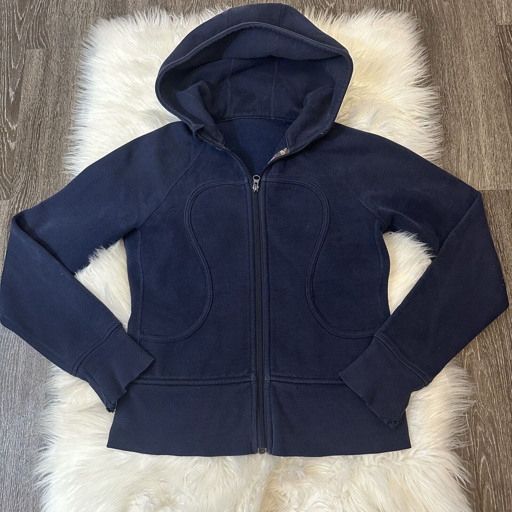 Lululemon Womens Scuba Hoodie Full Zip Long Sleeve Sweater Size 6 Navy
